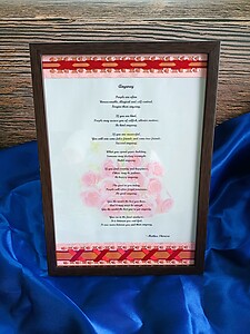 CHEVONNE by Jill's Place Picture Frame with Ribbon Art Weaving and Poem ANYWAY, Size A4, Wall Decoration, Desk Decoration, Hiasan Dinding, Hiasan Meja, Saiz A4, PINK ROSES