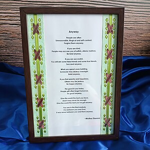 CHEVONNE by Jill's Place Picture Frame with Ribbon Art Weaving and Poem ANYWAY, Size A4, Wall Decoration, Desk Decoration, Hiasan Dinding, Hiasan Meja, Saiz A4, PLAIN