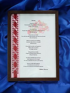 CHEVONNE by Jill's Place Picture Frame with Ribbon Art Weaving and Poem ANYWAY, Size A4, Wall Decoration, Desk Decoration, Hiasan Dinding, Hiasan Meja, Saiz A4, RED, PINK AND WHITE